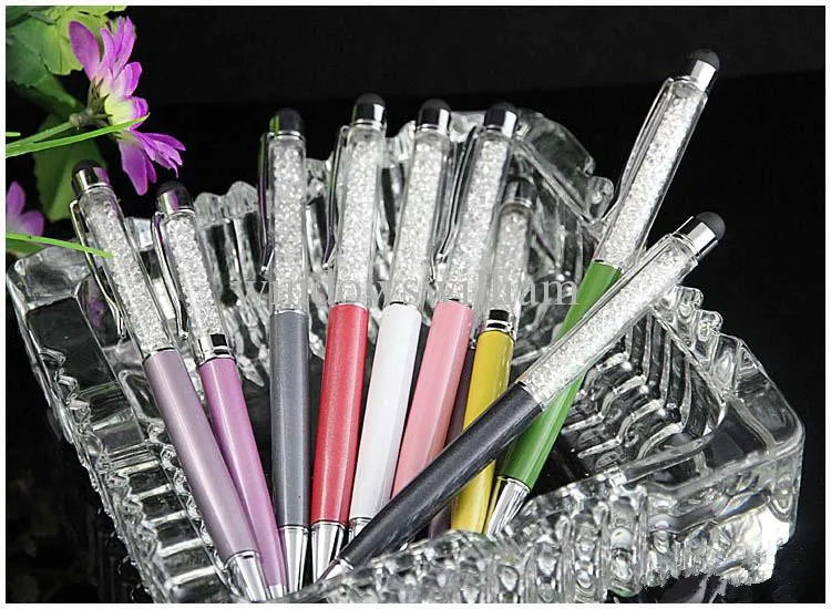 20 шт./лот металлическая ручка с кристаллами сенсорная ручка с кристаллами офисный стилус алмазные шариковые ручки Кристальный стилус