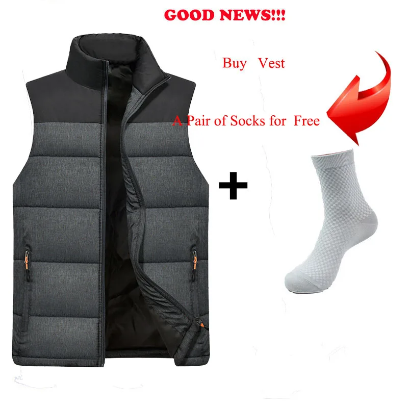 awesome  FALIZA New Mens Jackets Sleeveless Vest Winter Men's Warm Down Vest Homme Casual Thicken Waistcoat 