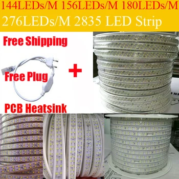 

276leds/m 2835 SMD Led strip with Power plug SMD flexible light warm white 180leds/m waterproof super brightness LED strip 220V