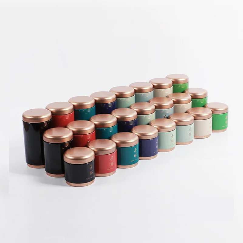 Round Iron Tea Container Smell Proof Sealed Coffee Powder Containers Caddy Hurb Storage Boxes Portable Travel Tea Bag Cans