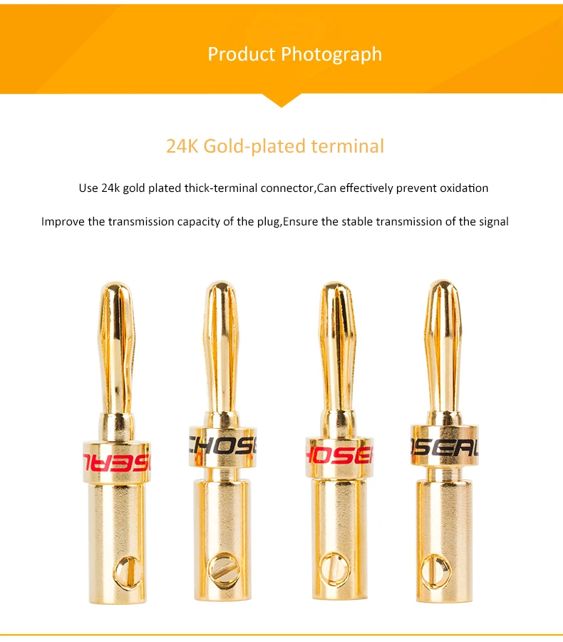  Choseal 8Pcs Banana Plugs DIY Speaker Cable Connector 24K Gold-Plated Banana Plug  Speaker Cable Audio Cable Connector   (9)