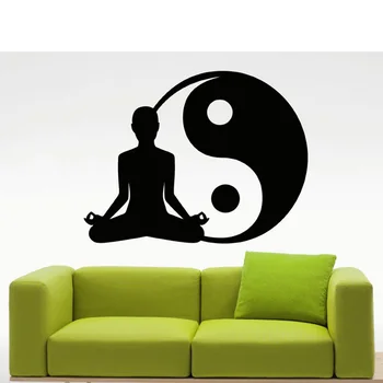 

Yoga Fitness Yin Yang Wall sticker removeable Vinyl decor Decal Lotus Posture Stickers Home Interior Murals Art Decoration G272