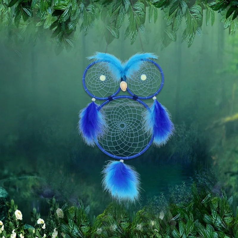 

New Owl Handmade Dream Catcher Car Pendant Retro Hollow Wind Chimes Wall Hanging Decoration With Feather Party Ornament