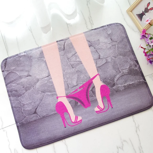 MDCT Sexy Girls Kiss Red Lips Floor Mats Soft Suede Bathroom Kitchen