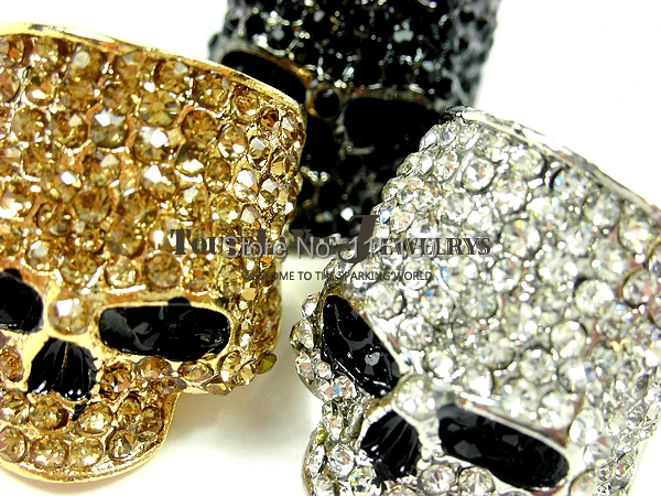 Brand Skull Rings for Men Rock Punk Unisex Crystal Black/Gold Color Biker Ring Male Fashion Jewelry gold color rings gold color ring finger ring