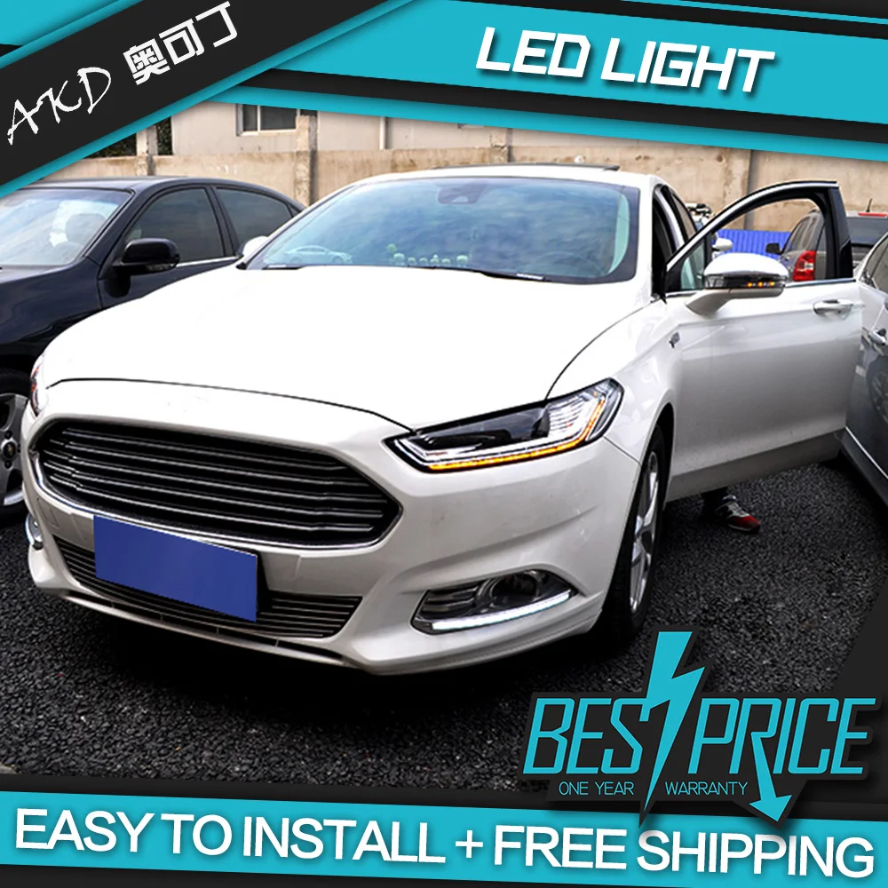 AKD тюнинг Автомобильные фары для Ford Mondeo Fusion 2013- светодиодные фары DRL ходовые огни Биксеноновые Противотуманные фары ангельские глаза