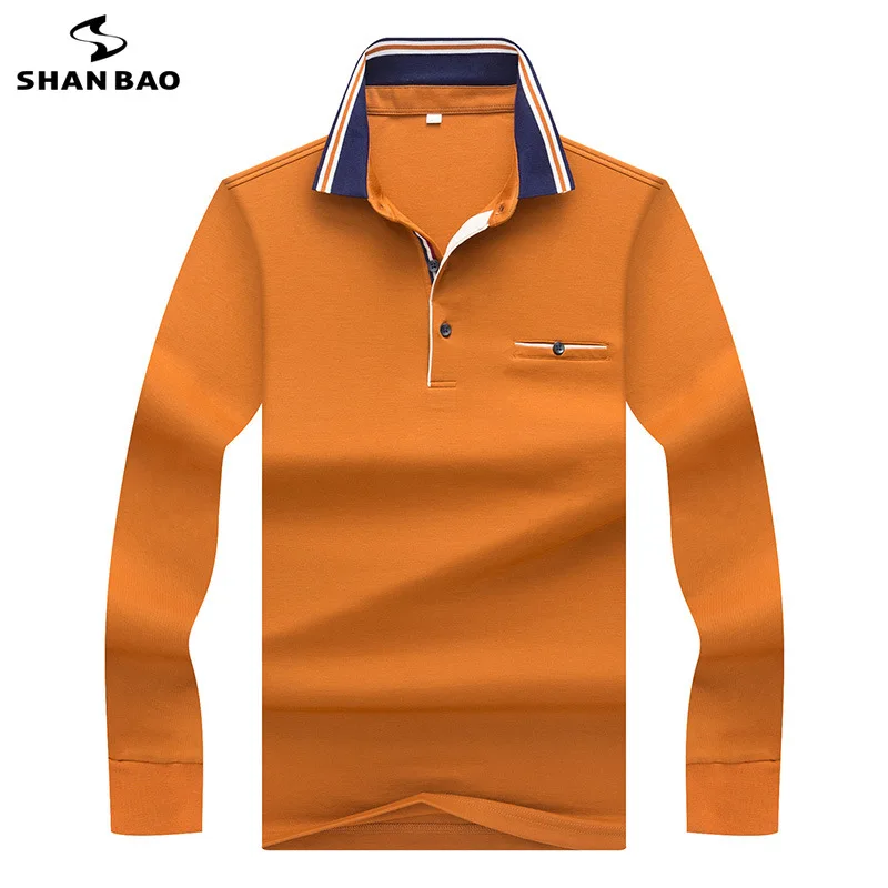 Мужская брендовая Высококачественная хлопковая рубашка поло, осенняя новая деловая Повседневная полосатая рубашка поло в полоску с длинными рукавами