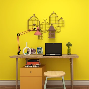 

Bacaz Non-woven Plain Yellow Solid Wallpaper Rolls for Walls Home Decor 3d wall paper roll wallcoverings