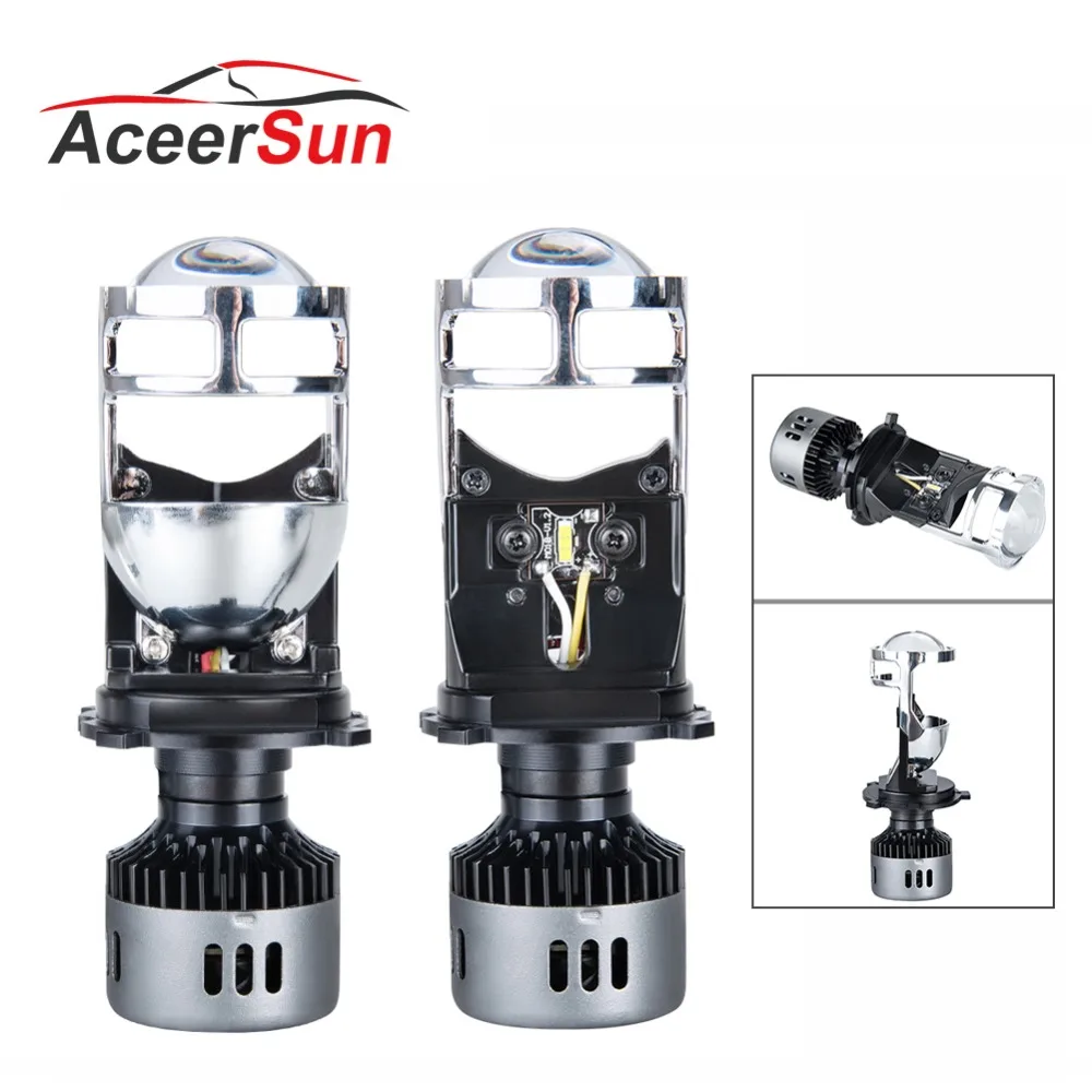 

Aceersun H4 LED H4 Spotlight car headlight 6500K Hi L o beam Bulb CANBUS have Mini Projector Lens 48W 9600LM 12V 24V 9003 HB2
