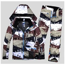 Стиль мужской лыжный костюм ветрозащитная водонепроницаемая Спортивная одежда для отдыха на природе лыжная куртка для верховой езды+ брюки утепленная теплая зимняя одежда