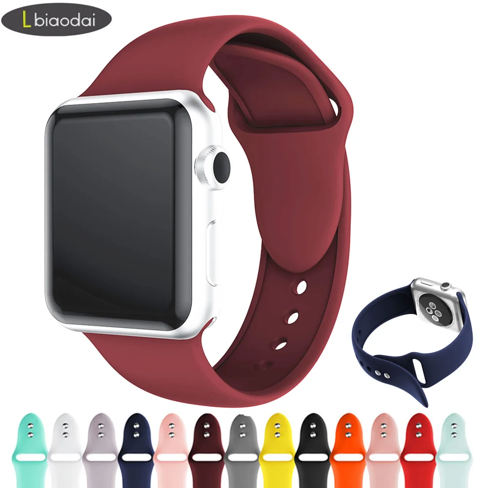 Силиконовый ремешок для Apple Watch 4 Band 44 мм 40 iWatch band 38 42 резиновый ремень браслет watch 3 2