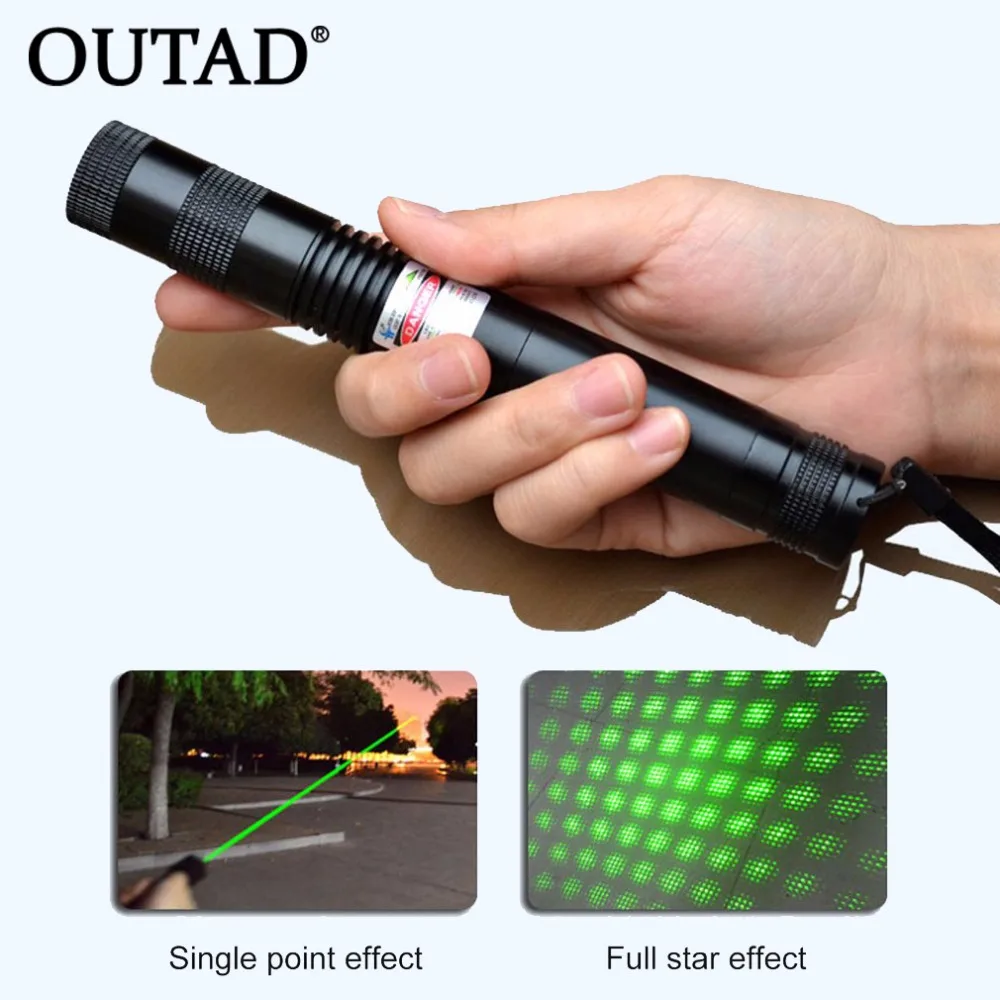 

OUTAD High Quality Focus Green Laser Pointer XX851 532nm laser head 5mW RANGE High Power Lazer Pointers Pens Drop