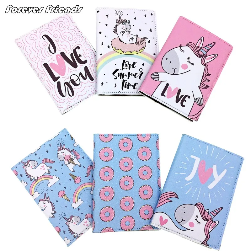 22 Style Cartoon Unicorn Passport Holder Men Leather Business Card Cover Women men Credit Travel | Багаж и сумки