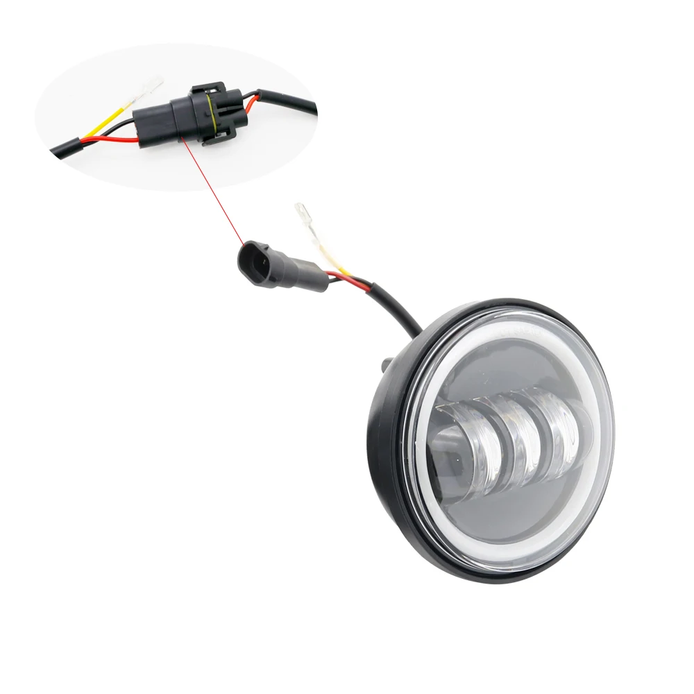 2PCS Chrome Black 4.5 Inch LED Passing Light Spot Driving Lamp LED Fog Lights for Harley Davidson Motorcycles 4.5 Lights (24)