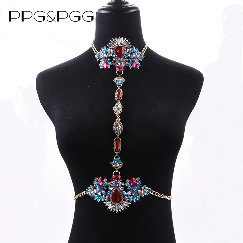 PPG & PGG Neue Sexy Edelstein Sommer Kette Luxus Klumpiger Halskette & Anhänger Maxi Femme Erklärung Instagram Hotsale