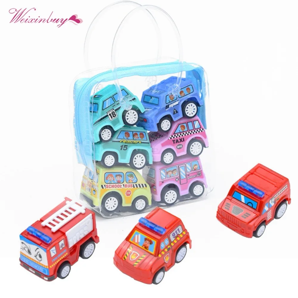 Интересные Детские классические для мальчиков и девочек грузовик автомобиль детская игрушка мини небольшой отступить Ca 6 шт./компл