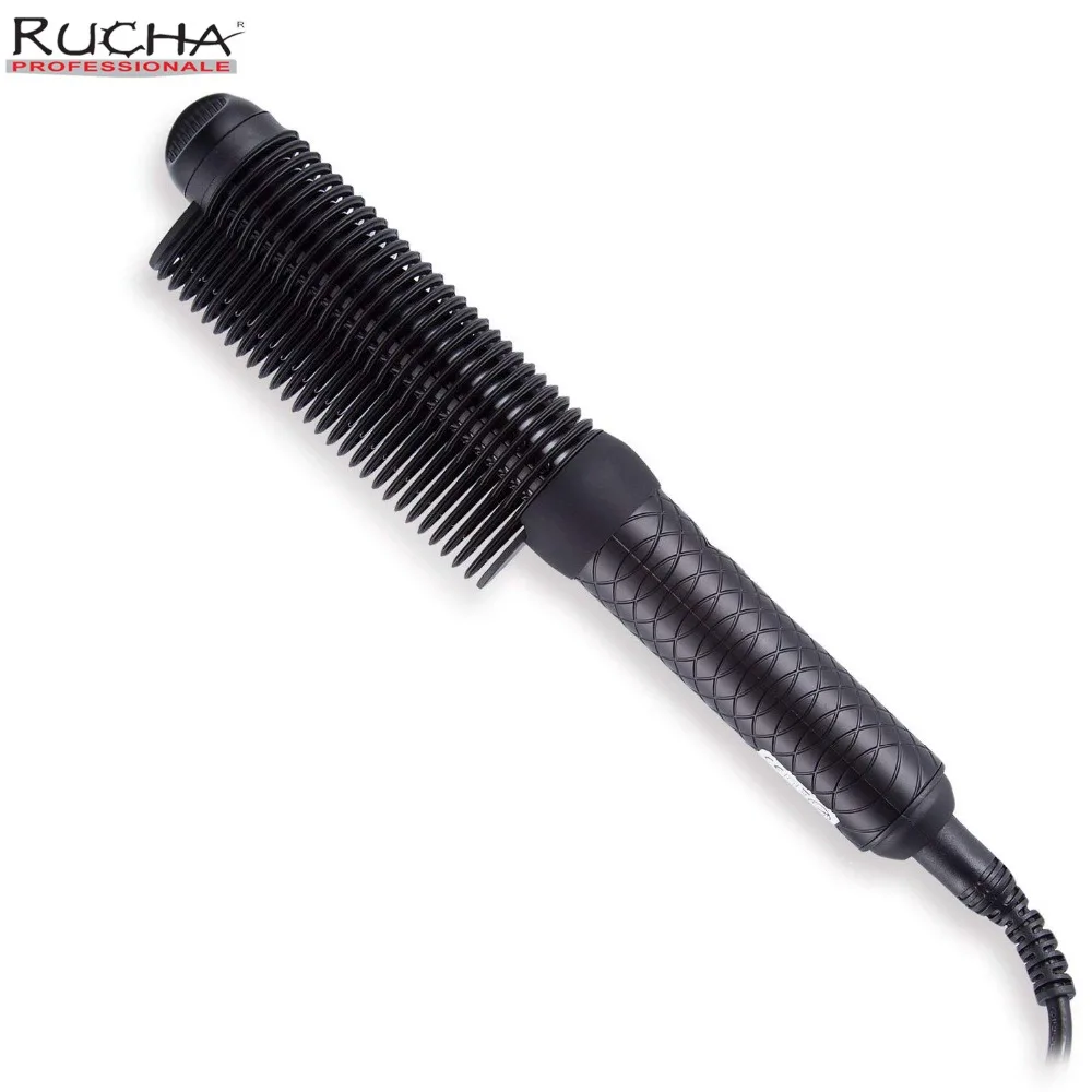 

RUCHA 2 In 1 Digital Electric Dual Voltage Hair Straightener Brush Comb Detangling Straightening Irons Long Teeth Hair Brush