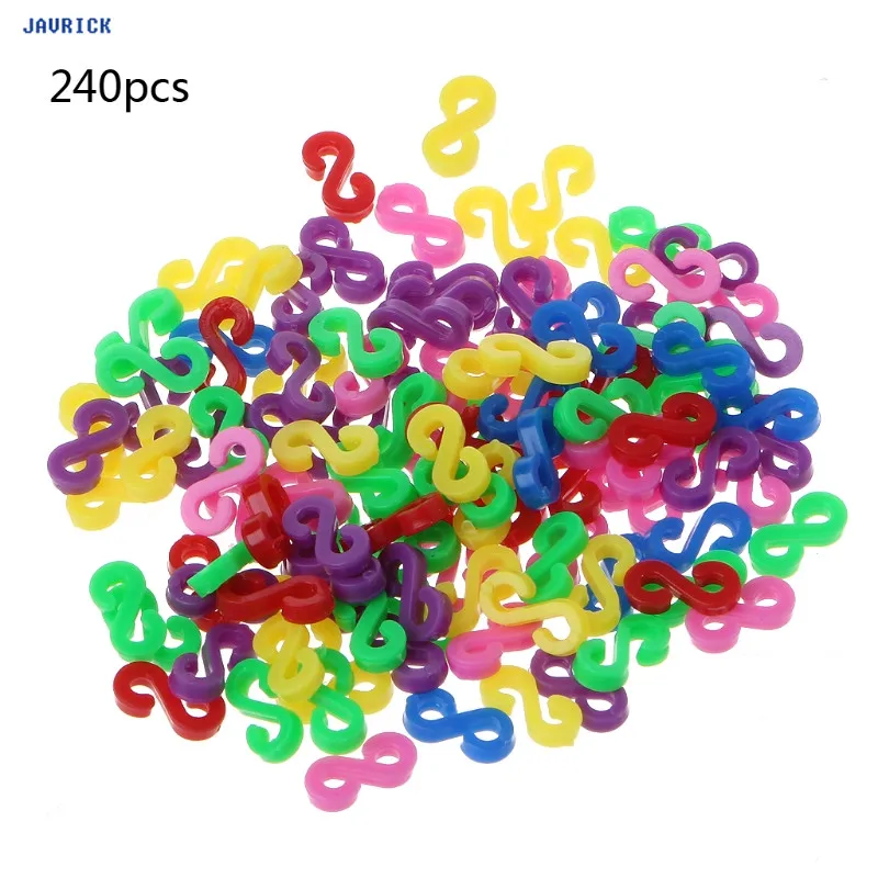 

JAVRICK 240 pcs Color Mix S-Clips Child Bands Rubber Bracelet Making Tools DIY Bracelets