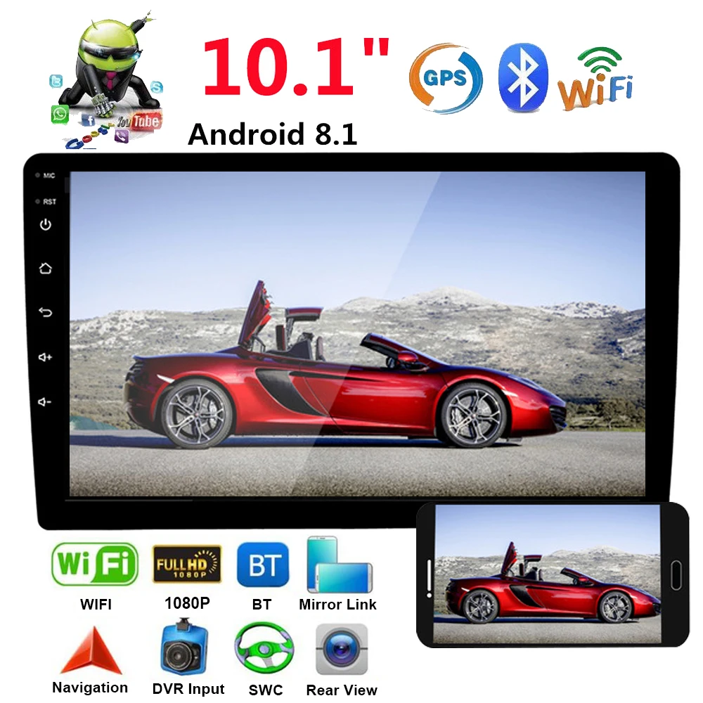 

9/10.1'' Android 8.1 Car No DVD Multimedia Player Radio Stereo GPS Navigation Wifi Bluetooth 2 Din FM MP5 Audio Player