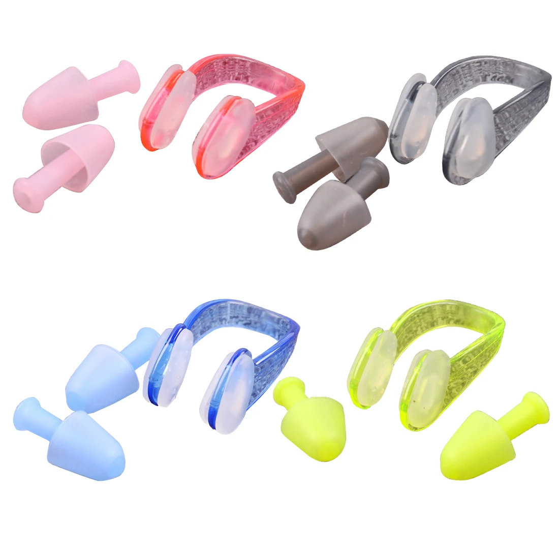 

Soft Silicone Brand New Swimming 2 Ear Plugs Earplugs EarPlugs + Nose Clips Gear Set Swimming Pool Accessories Water Sports
