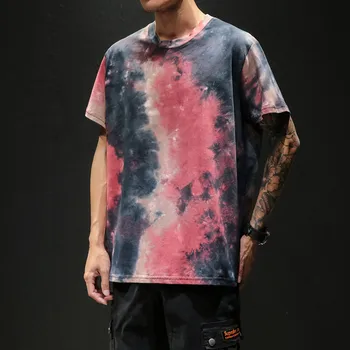

2019 new fashion graffiti print t shirt men cotton short sleeve top o-neck plus size hip hop vintage Japanese tees man