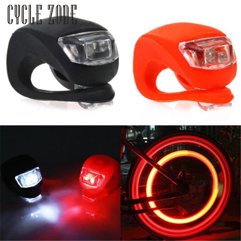 

Bike Light 2017 2X LED Silicone Bike Bicycle Cycling CYCLE ZONE Head Front Rear Wheel LED Flash Light Lamp High Quality