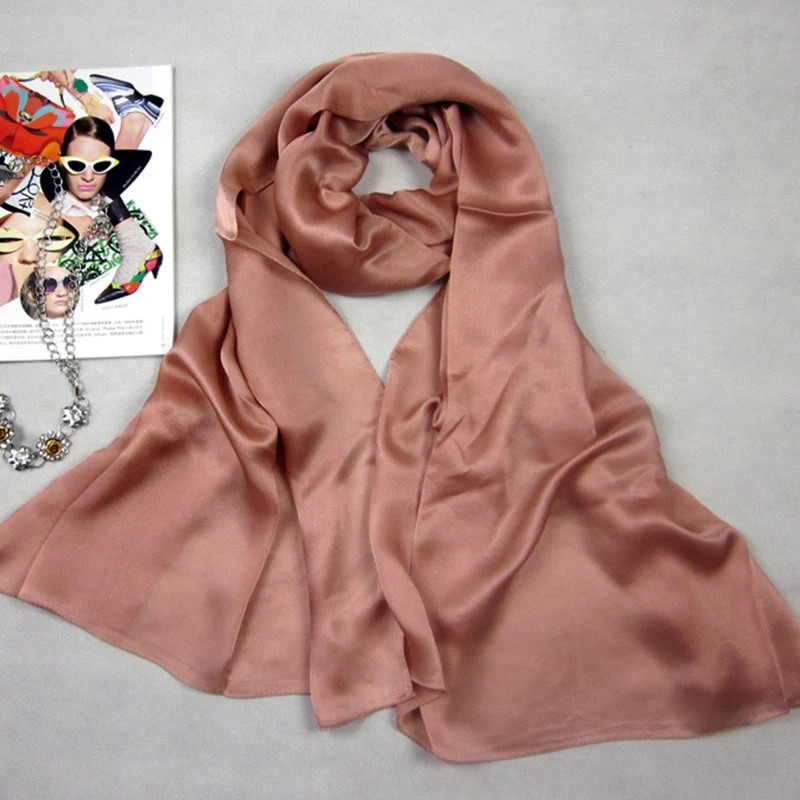 [DANKEYISI] женский шарф из натурального шелка натуральный шелковый шарф шали модный чистый цвет длинный шарф роскошный бренд шейный платок