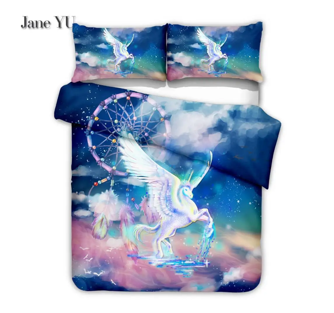

JaneYU Unicorn Home Textile Set 3d Dreamcatcher Print Duvet Cover Sets Duvet Cover+Pillowcase
