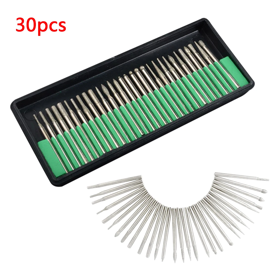 

Top Power Tools Accessories Rotary Tools Diamond Burs Grinding Wheel 3mm Shank of 30pcs for Dremel Tools Accessories
