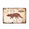 Cuts Butcher Guide Beef Chicken Pig Meat Collcetion Vintage Metal Sign Triceratops Cuts Plates Kitchen Butcher's Shop Decor WY71 ► Photo 2/6