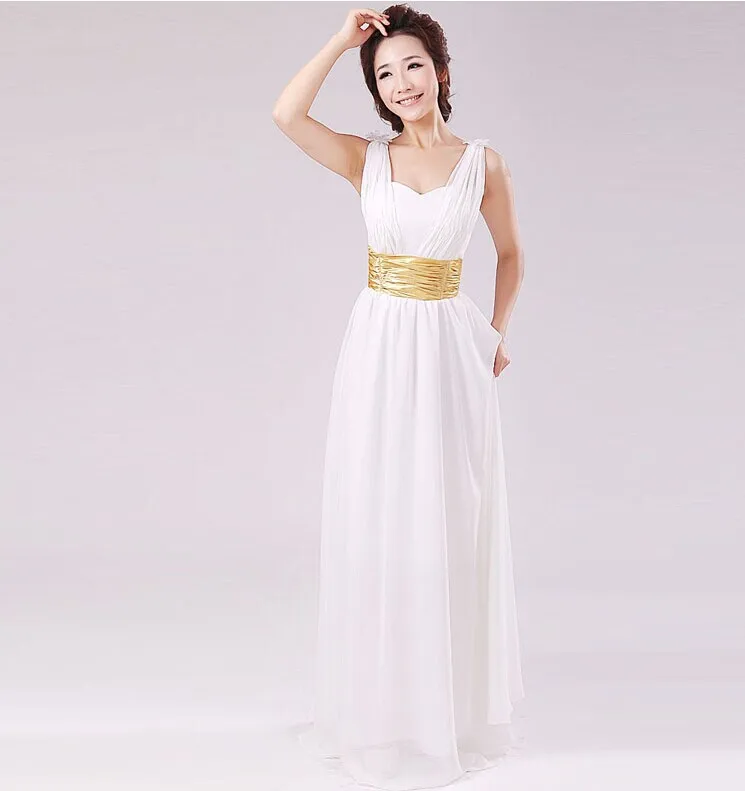 Custom made Greek goddess concise Slim Waist white Wedding dress