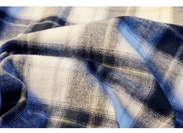 Men's Casual Plaid Dress Shirts Long Sleeve Urban Streetwear Casual Button Up Shirt For Male Large-Scale Plaid Pocket Top CS08 (16)