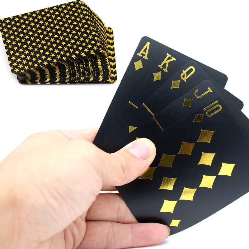 New Plastic PVC Poker Gold Star Design Waterproof Playing Cards Novelty