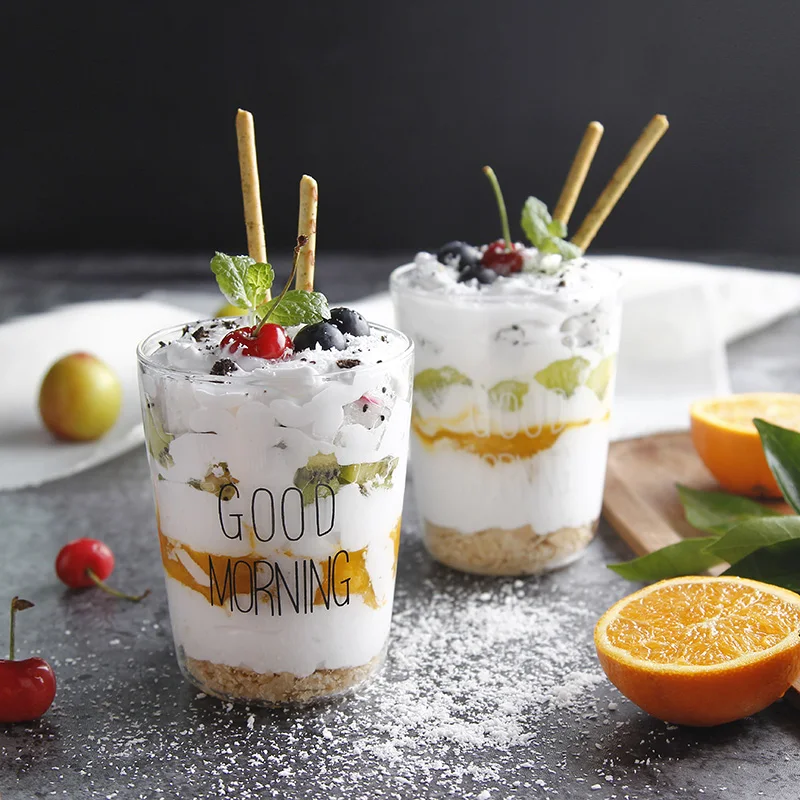 

Glass Good Morning Mugs Black White Transparent Creative Glass Coffee Tea Drinks Dessert Breakfast Milk Cup Kitchenware Mugs