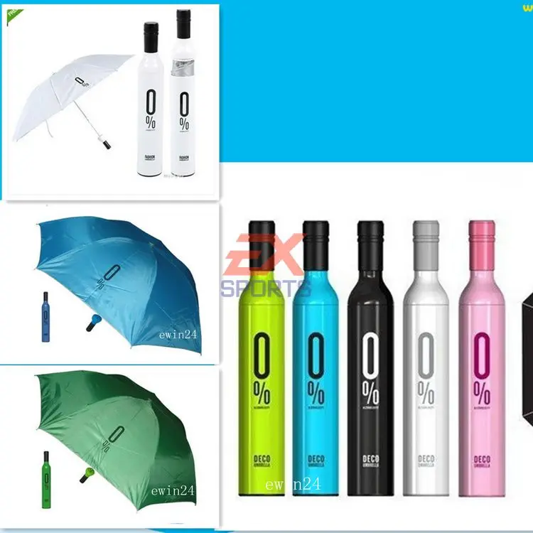 Wine Bottle Portable Folding Umbrella Outdoor Rain Sun Snow Folding Compact (1)