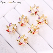 10 пар, 12 мм, Радуга Красочные cz инкрустированная серьга, прекрасный цветок кристалл серьги-гвоздики мульти циркония новые женские ювелирные изделия