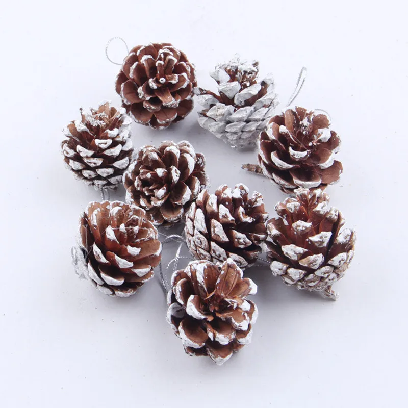 

9pcs Christmas Tree Hanging Balls Pine Cones Pinecone Xmas New Year Holiday Party Decoration Ornament for Home Parties Supplies