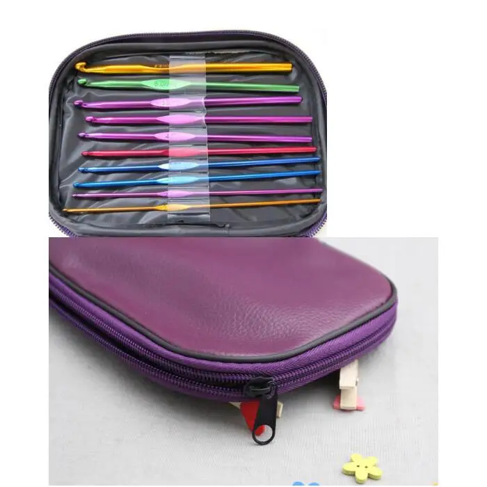 

22pcs/set Multi Coloured Aluminium Crochet Hooks Knitting Needles Set Weave Craft with Bag Wh