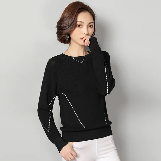 Women Loose Black Sweater Blouses New Winter Tops Blouse Shirt Ladies Tops Sweater Autumn Female