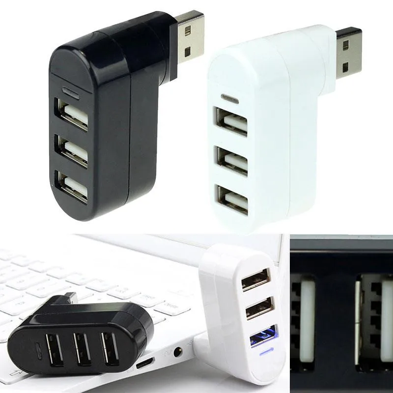 

3 Ports Hub USB 2.0 Mini Rotate Splitter Adapter for PC Notebook Laptop rotated 180 degrees high data transfer#es