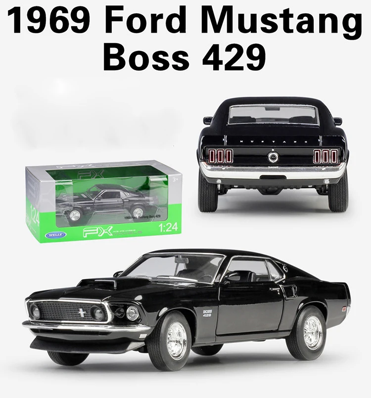 WELLY 1:24 литая под давлением модель автомобиля из сплава 1969 Ford Mustang Boss 429 Машинки Игрушки Металлические игрушки машинки для детей Коллекция игрушек для подарка
