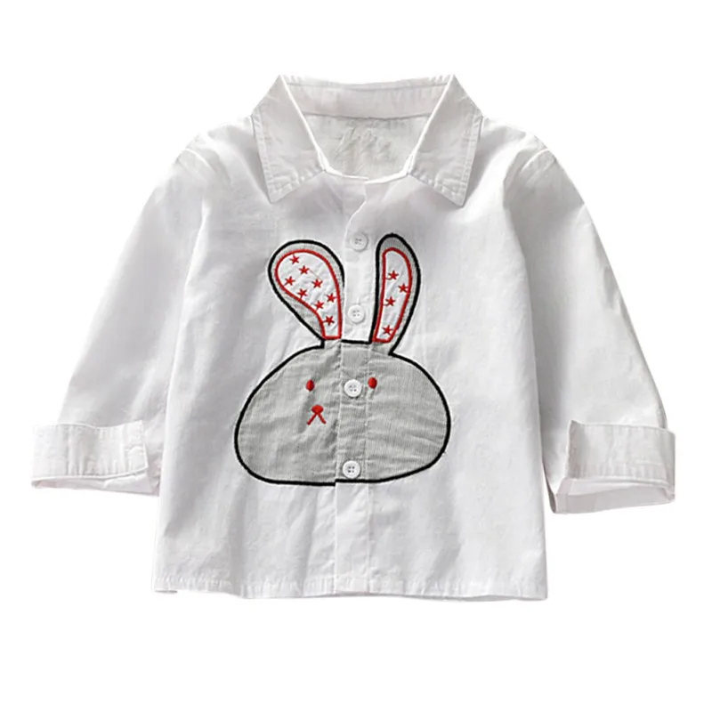 

Children Kids Baby Girls White Shirt Tops Casual Cartoon Embroidery Long Sleeve Blouse Shirts 1-6Y