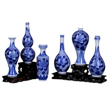 Цзиндэчжэнь античный маленький синий и белый фарфор Вазы цветок Керамика ваза ручной работы украшения дома Цзиндэчжэнь Цветок Вазы