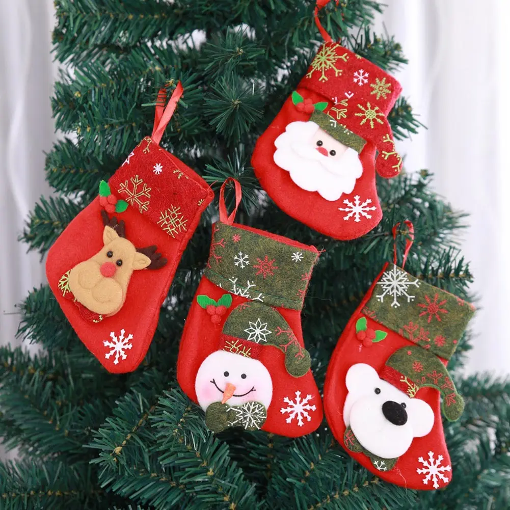 

Candy Bag Pouch Socks Decoration Reusable Gift Hanging Cartoon For Christmas Party @LS
