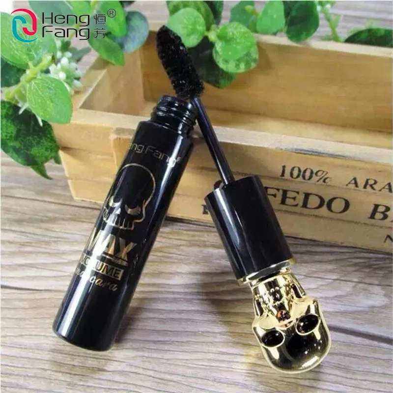 HengFang brand ink black mscara makeup skull shape MAX colossal Lengthening cilia waterproof Curling mascaras thick cosmetics