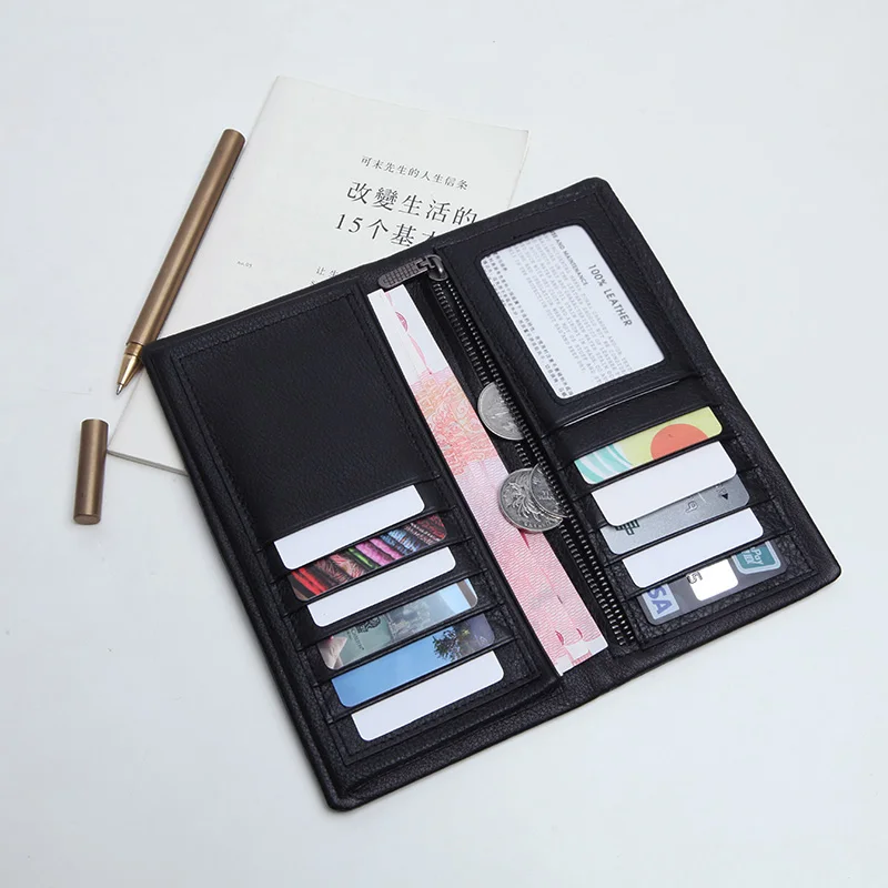

LANSPACE genuine leather men wallets ultra thin wallet card holder famous brand designer purse