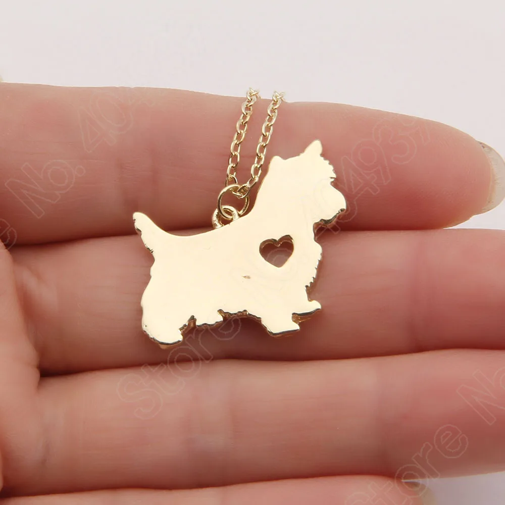 1pcs Cute Westie Necklace Pendant Puppy Heart Dog Lover Memorial Pet