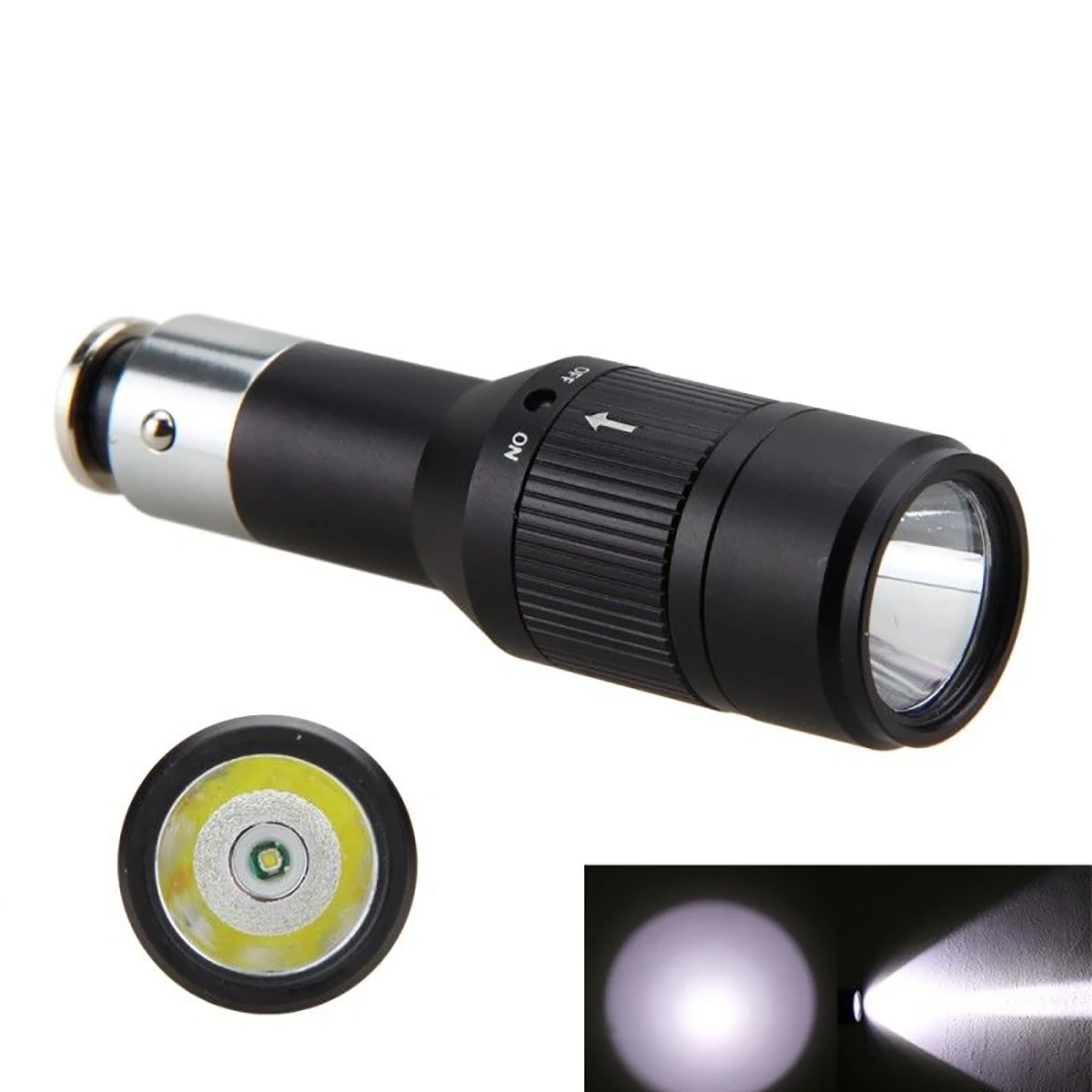 Outdoor 2000LM Car Cigarette Lighter Rechargeable LED Flashlight Torch Lamp