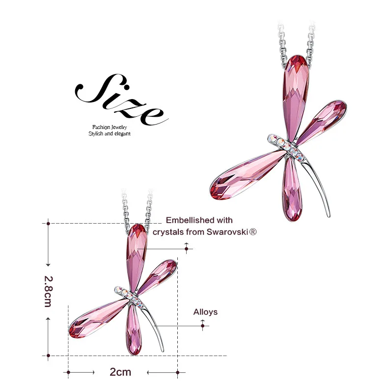BAFFIN милые розовые подвески в виде стрекозы Длинная цепочка Макси воротники кристаллы от Swarovski модные украшения для девочек и женщин