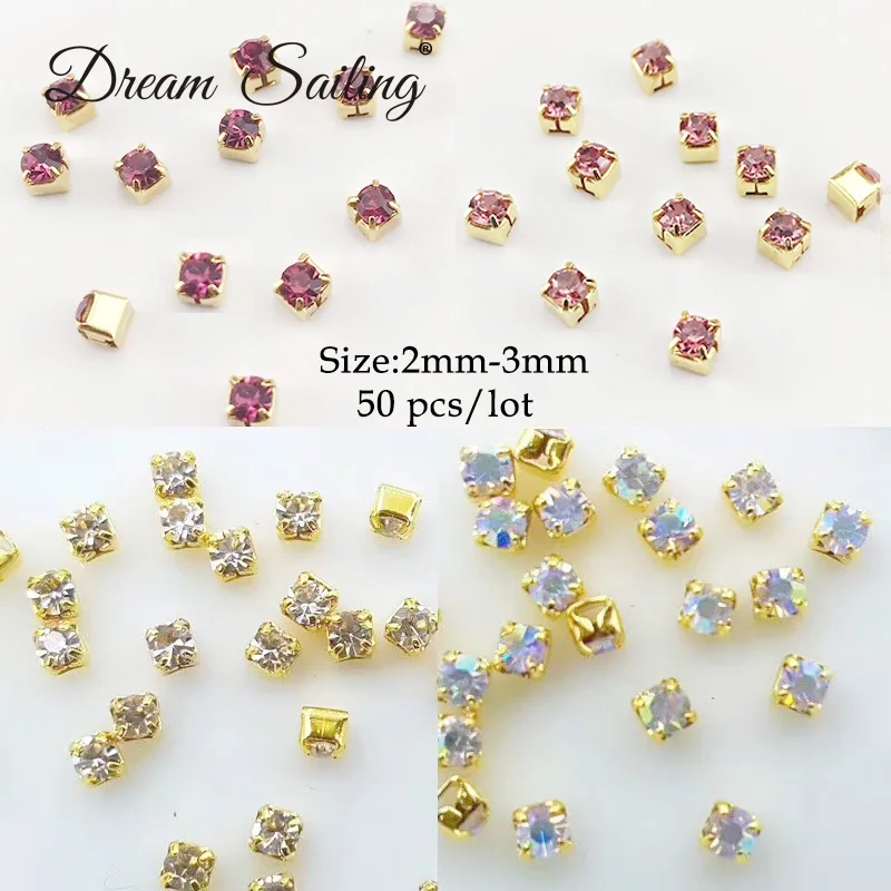 

50 Pieces of 2-3mm Nail Diamonds Small Size Nail Jewerly 3D Shining Glittering DIY Art Decals Decoration Accessories 18 Colors